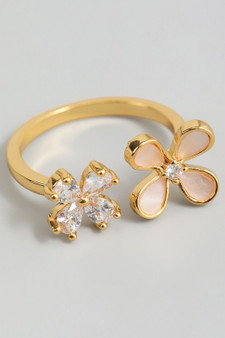 Open Flower Ring With Cz And Fwp