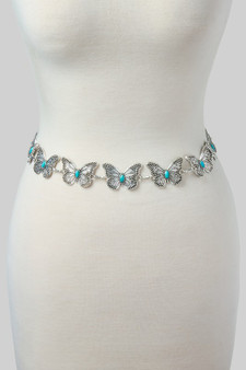 Butterfly And Turquoise Stone Link Chain Belt