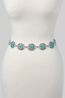 Flower Western Concho Chain Belt
