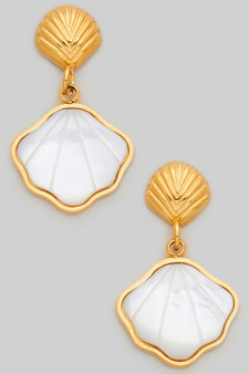 18K Gold Dipped Pearly Shell Drop Earrings