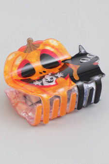 Marbled Acrylic Halloween Cat Ghost Pumpkin Clip