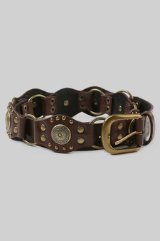 Faux Leather Studded Concho Belt