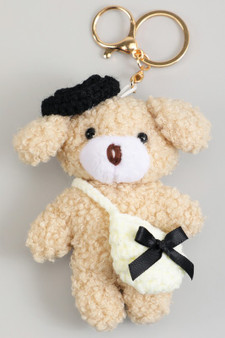 Teddy Bear Bag Charm Keychain With Hat And Purse