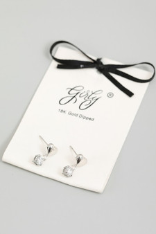 18K Gold Dipped Heart And Cz Drop Earrings