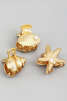 Three Piece Small Shell Hair Clip Set