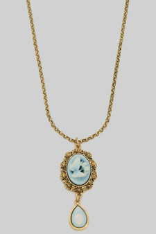 Butterfly Portrait Pearl Pendant Chain Necklace