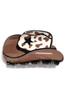 Mini Animal Print Cowgirl Hat Hair Clip