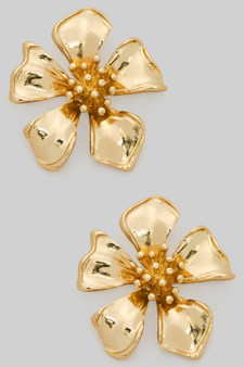 Brass Flower Drop Earrings
