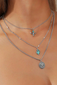 Triple Layered Western Pendant Necklace