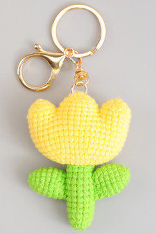 Crochet Tulip Bag Charm Keychain