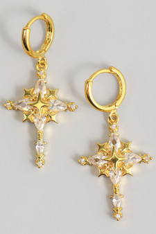 Dazzling Cz Star Cross Huggies
