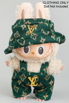 Designer Bucket And Overalls Labubu Outfit Only