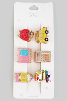 Six Piece School Themed Hair Clip Set