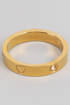 Stone And Heart Pressed Band Ring