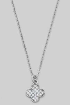 Dainty Cz Pave Clover Pendant Necklace