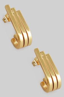 Stainless Steel Curved Bar Earrings