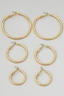 Three Pair Hoop Earring Set - #YE0102