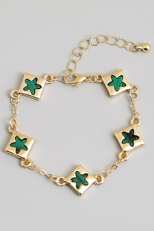 Flower Square Charm Chain Bracelet