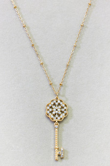 Cz Cluster Key Pendant Necklace