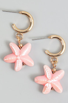 Lacquered Starfish Mini Hoop Earrings