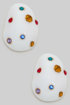Lacquered Multi Color Stone Drop Earrings