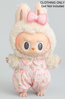 Strawberry Jumpsuit With Bow Pin Labubu Outfit