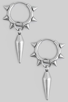 Stainless Steel Spiked Dangling Spike Huggies