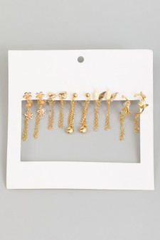 Five Pair Dangling Stud Earring Set