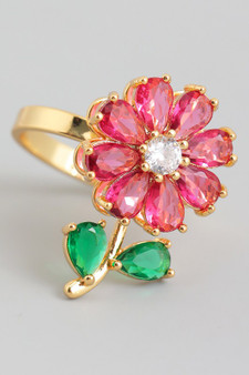 Lavish Spinner Cz Stone Flower Ring
