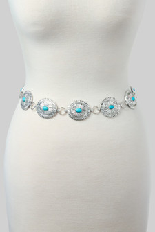 Concho Western Turquoise Stone Chain Belt