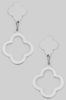 Stainless Steel Clover Dangle Earrings 