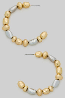 Organic Nugget Beaded Hoop Earrings