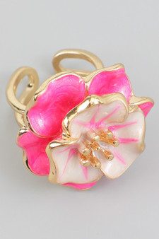 Lacquered Flower Statement Ring