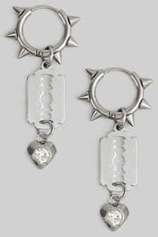 Stainless Steel Spiked Hoop With Razor