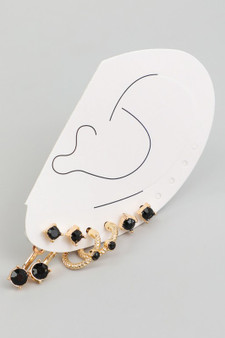 Three Pair Stud Drop And Hoop Earring Set