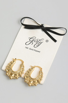 18K Gold Dipped Ornate Pressed Hoops