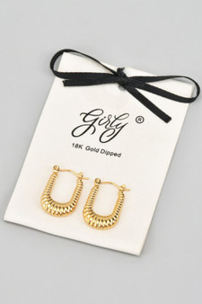 18K Gold Dipped Ridged Square Hoops