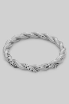 Brass Twist Ring With Cz Pave - #GR5253
