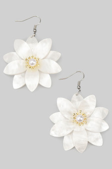 Lovely Marbled Acrylic Flower Drop Earrings