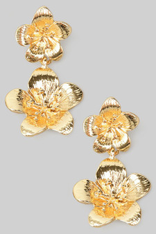 Textured Tiered Flower Drop Earrings