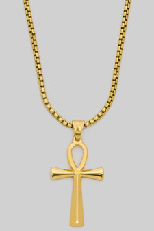 18K Gold Dipped Ankh Pendant Necklace