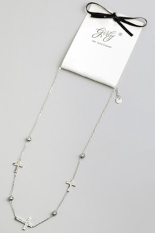 18K Gold Dipped Cross And Rhinestone Necklace