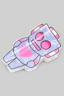Marbled Acrylic Love Robot Hair Clip