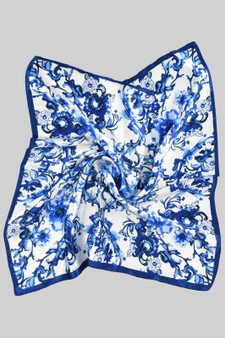Silky Shiny Flower Print Square Scarf