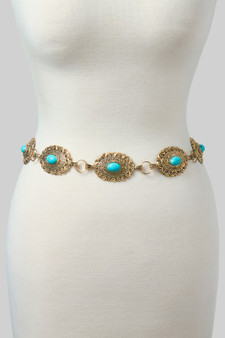 Ornate Squash Blossom Link Chain Belt