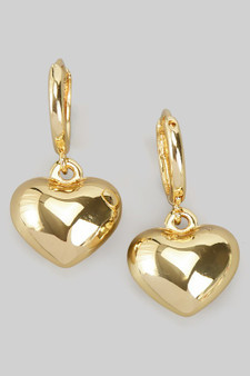 Puff Heart Charm Huggies