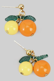 Lemon And Orange Beade Cluster Earrings