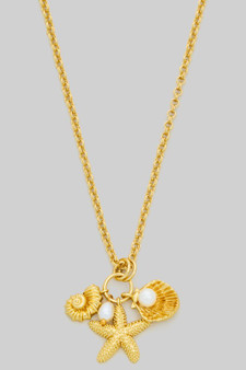 18K Gold Dipped Shell And Pearl Charm Pendant