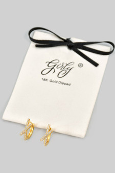 18K Gold Dipped Cz Pave X Huggies