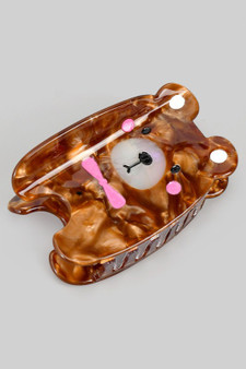 Marbled Acrylic Bow Tie Bear Hair Clip